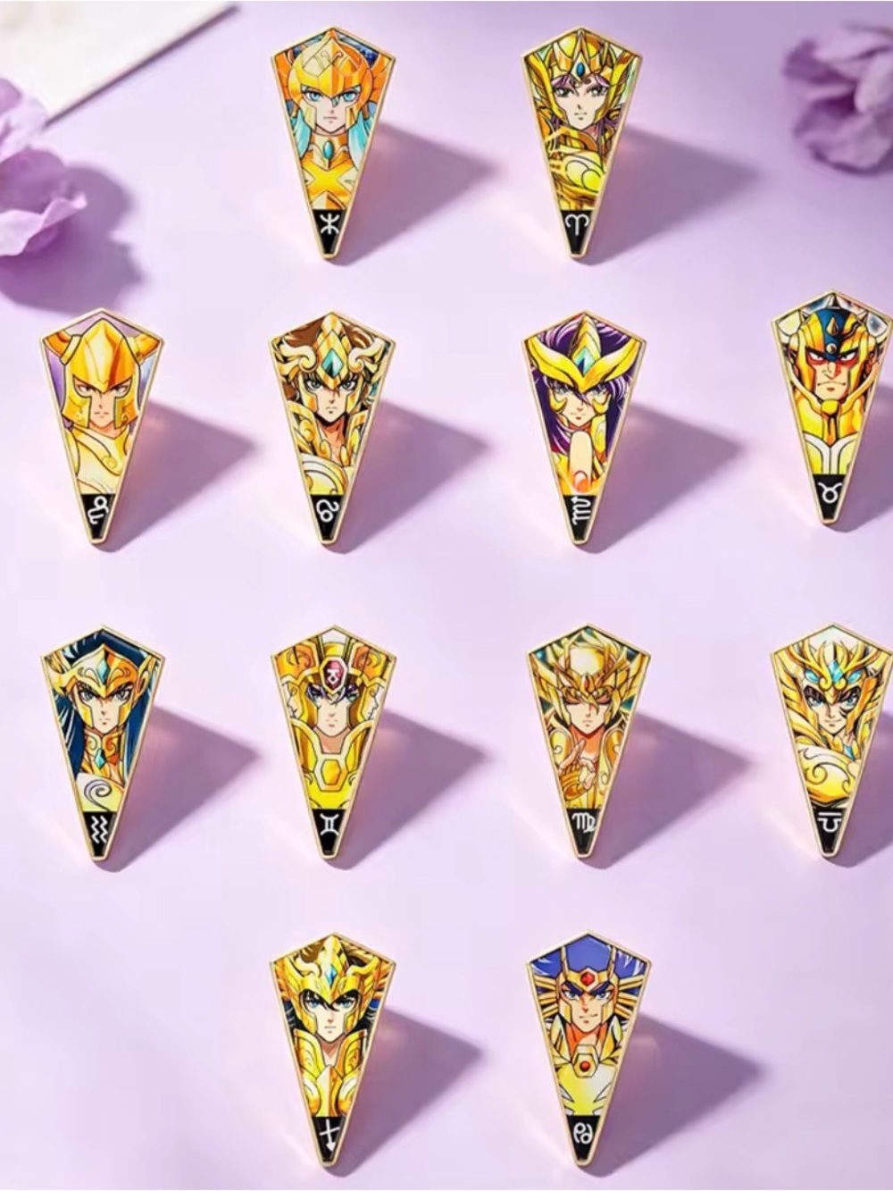 New Anime Saint Seiya Gold Saints Enamel Pin Set Zodiac Lot of 12